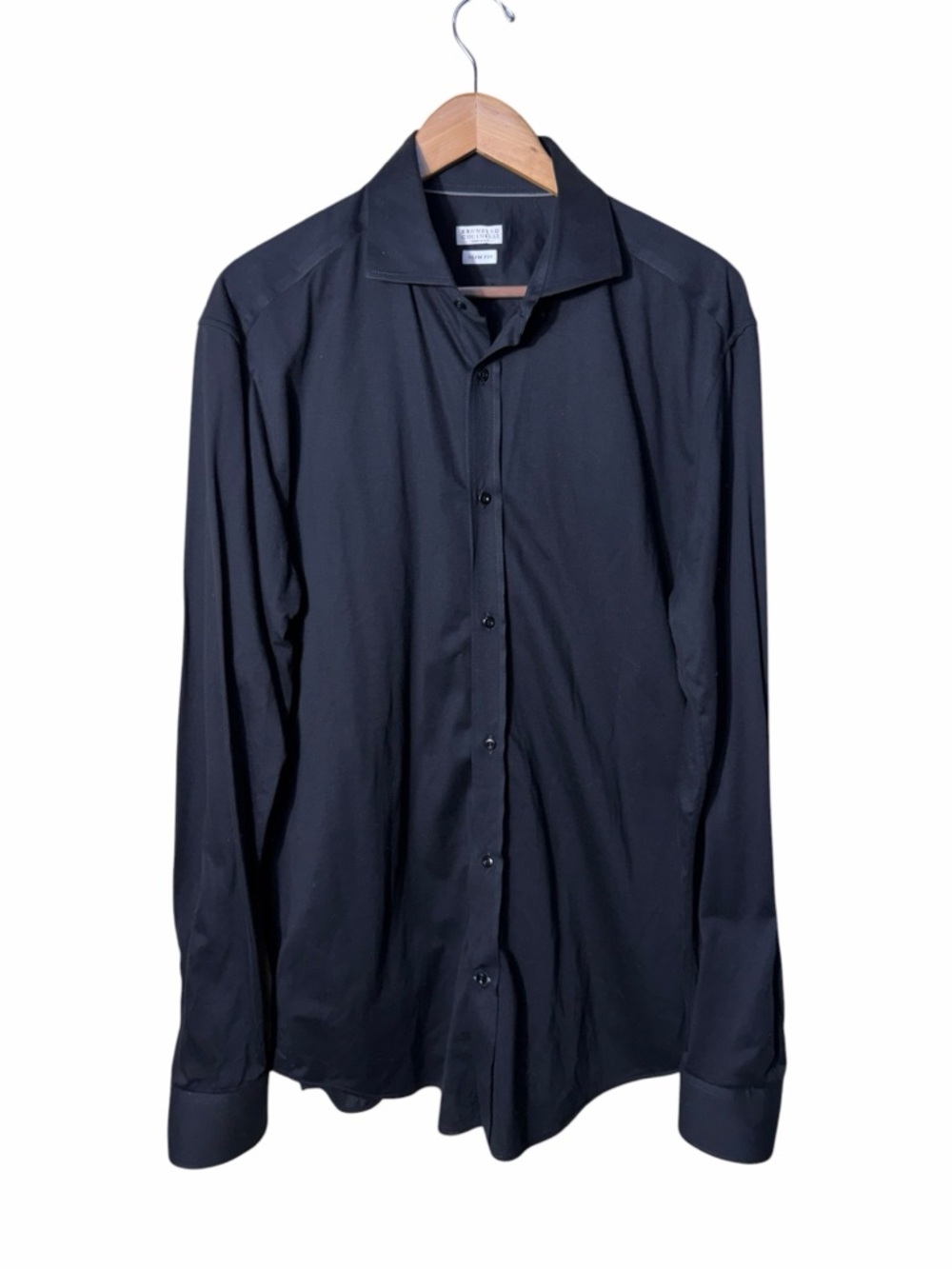 Brunello Cucinelli Men's Black Long Sleeve Dress Shirt Classic Button-Up XXL